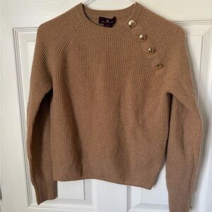 Brunomagli Cashmere-Blend Camel Button-Shoulder Sweater